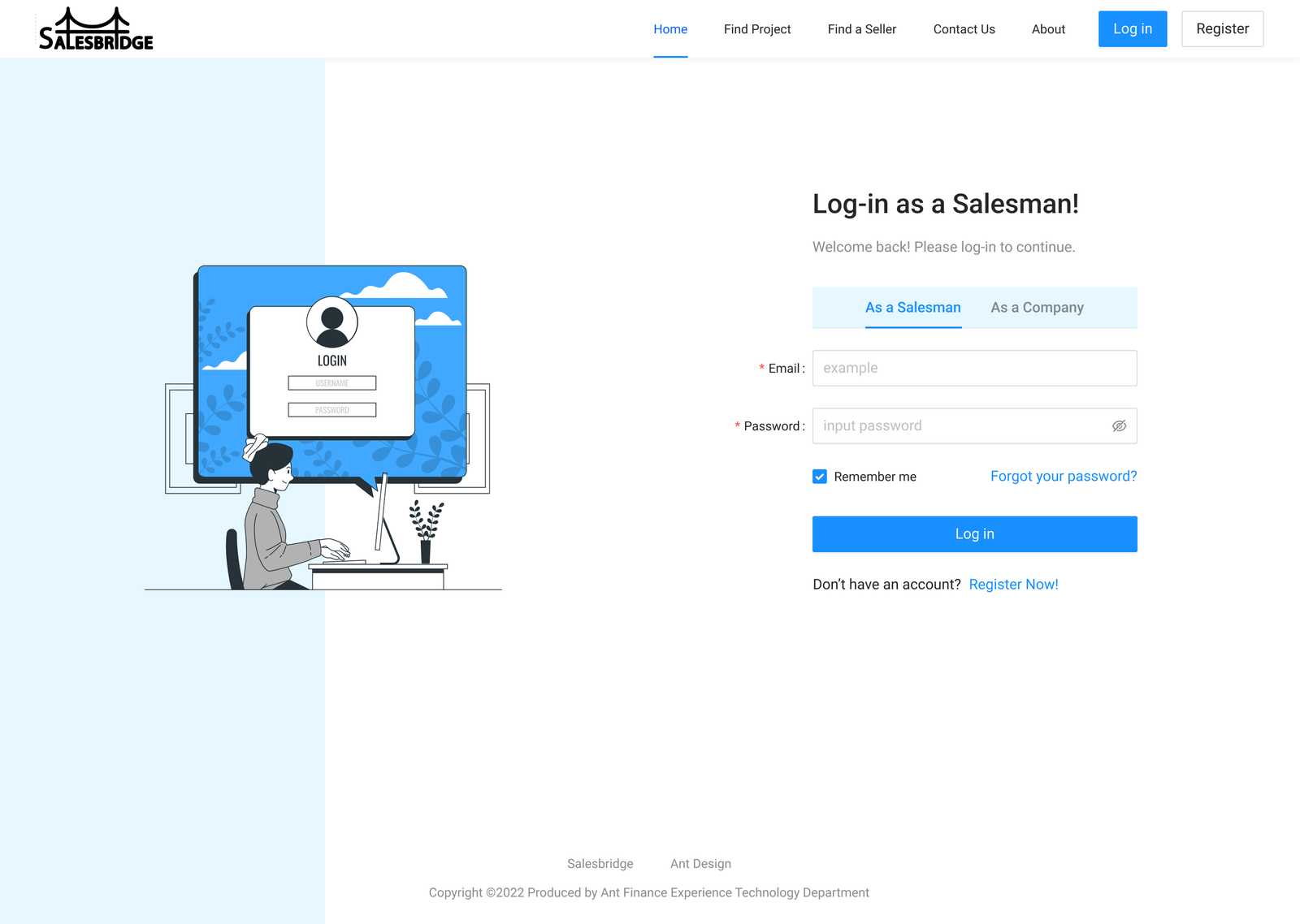 SalesBridge — Salesperson login